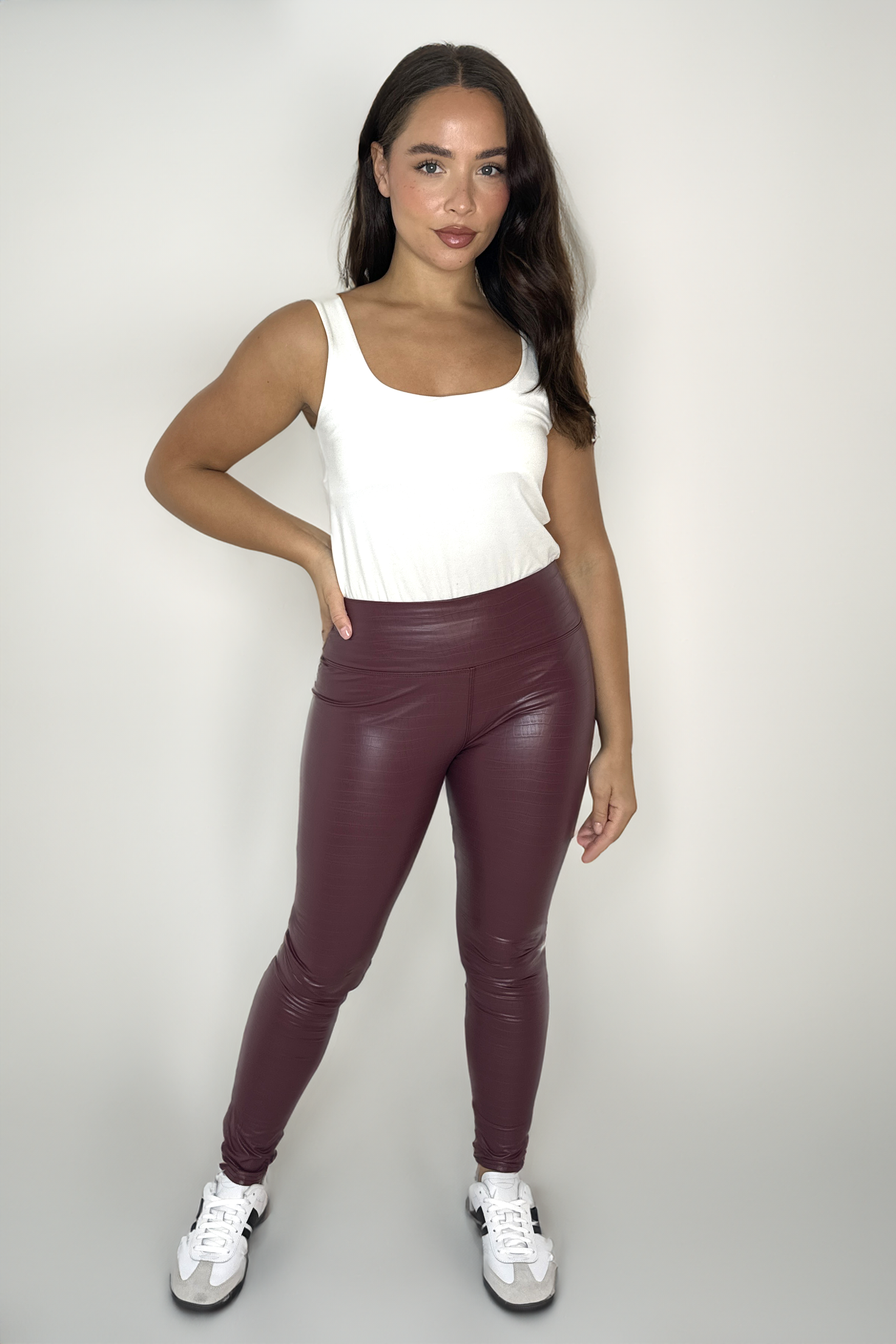 Crock Pattern Leather Look Leggings