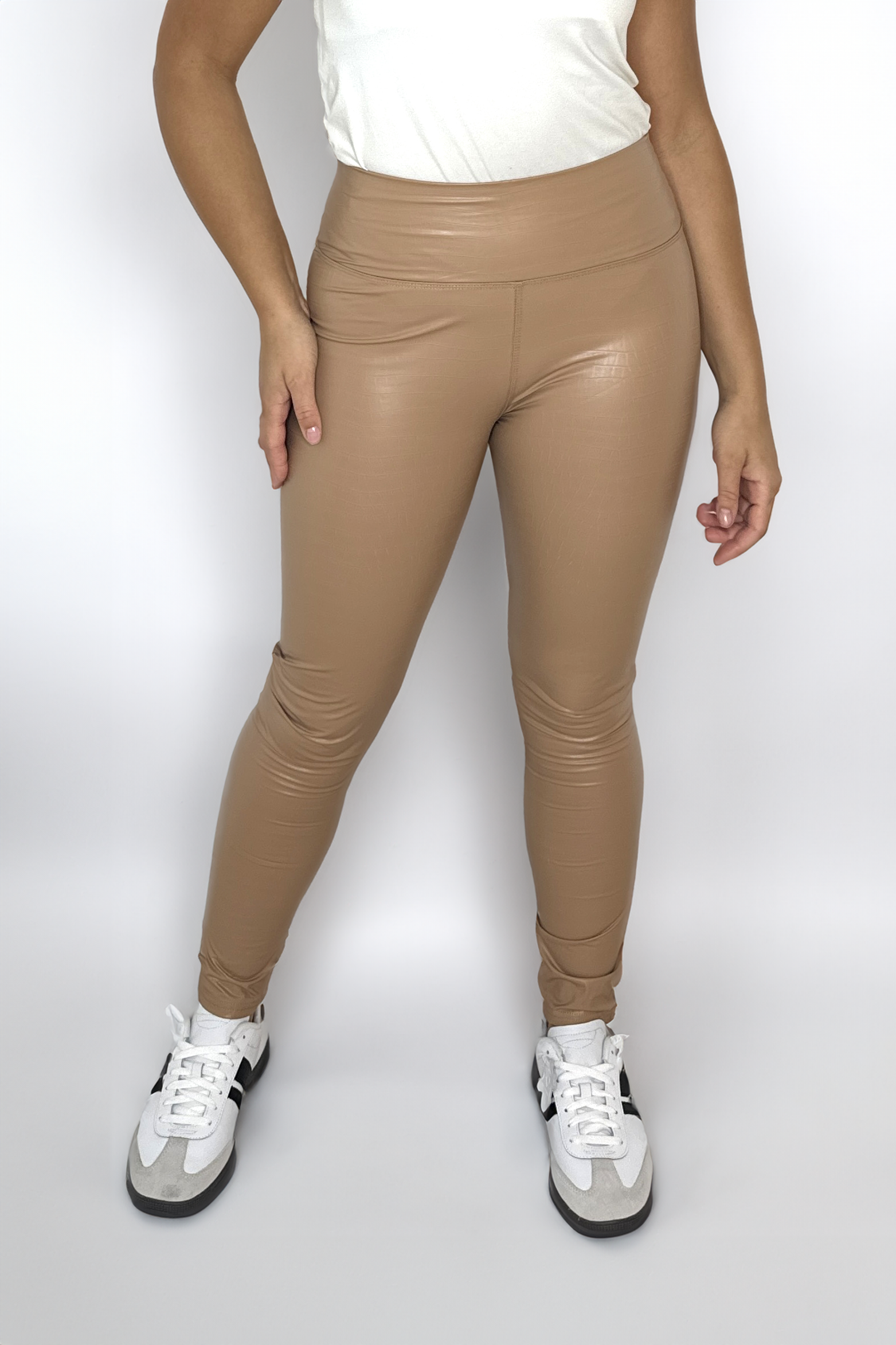 Crock Pattern Leather Look Leggings