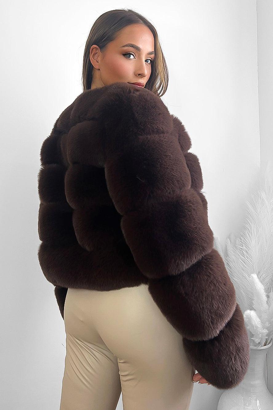 Quilted Faux Fur Cropped Puffer Jacket-SinglePrice