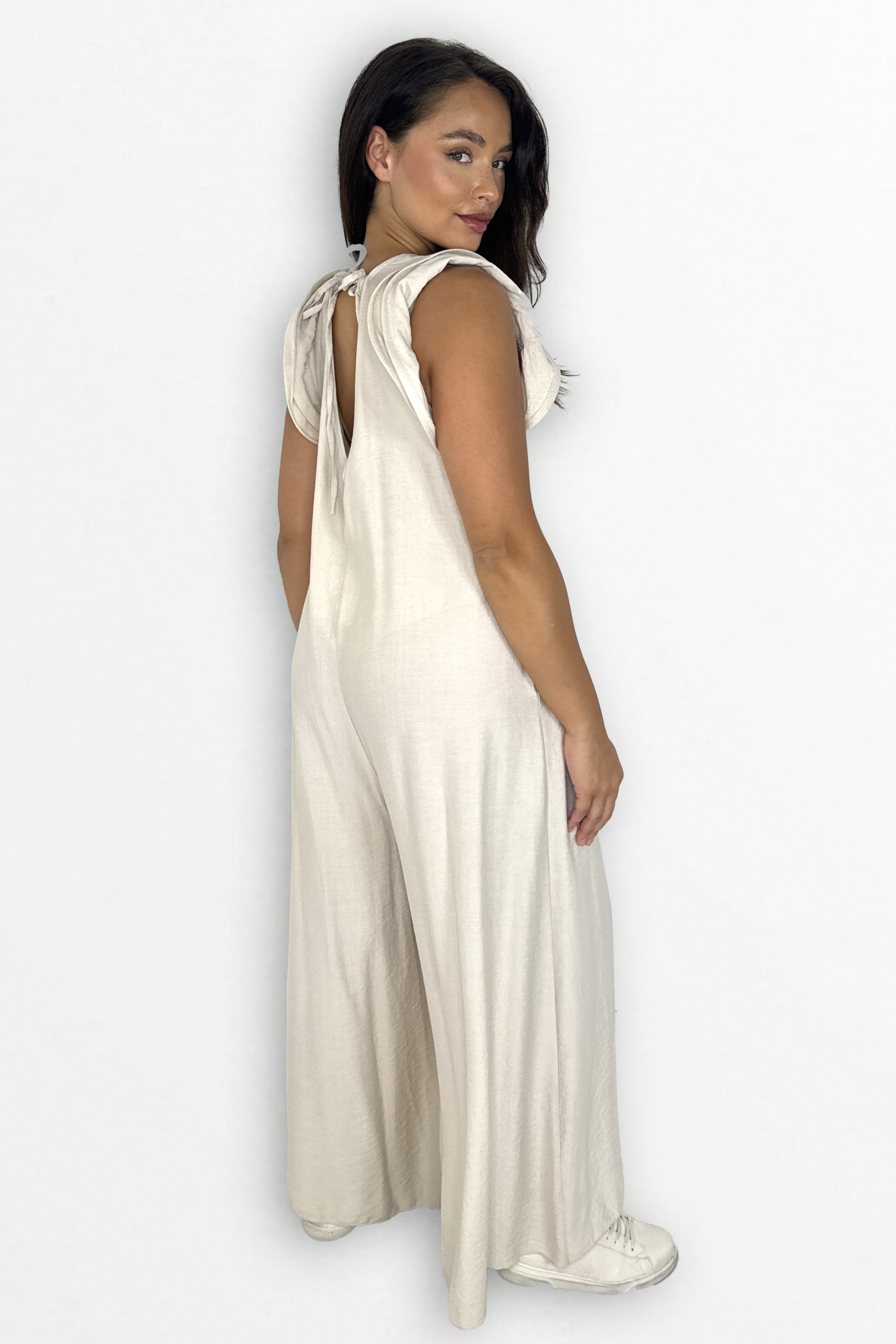 V-Neck Front And Back Maxi Summer Relaxed Fit Jumpsuit