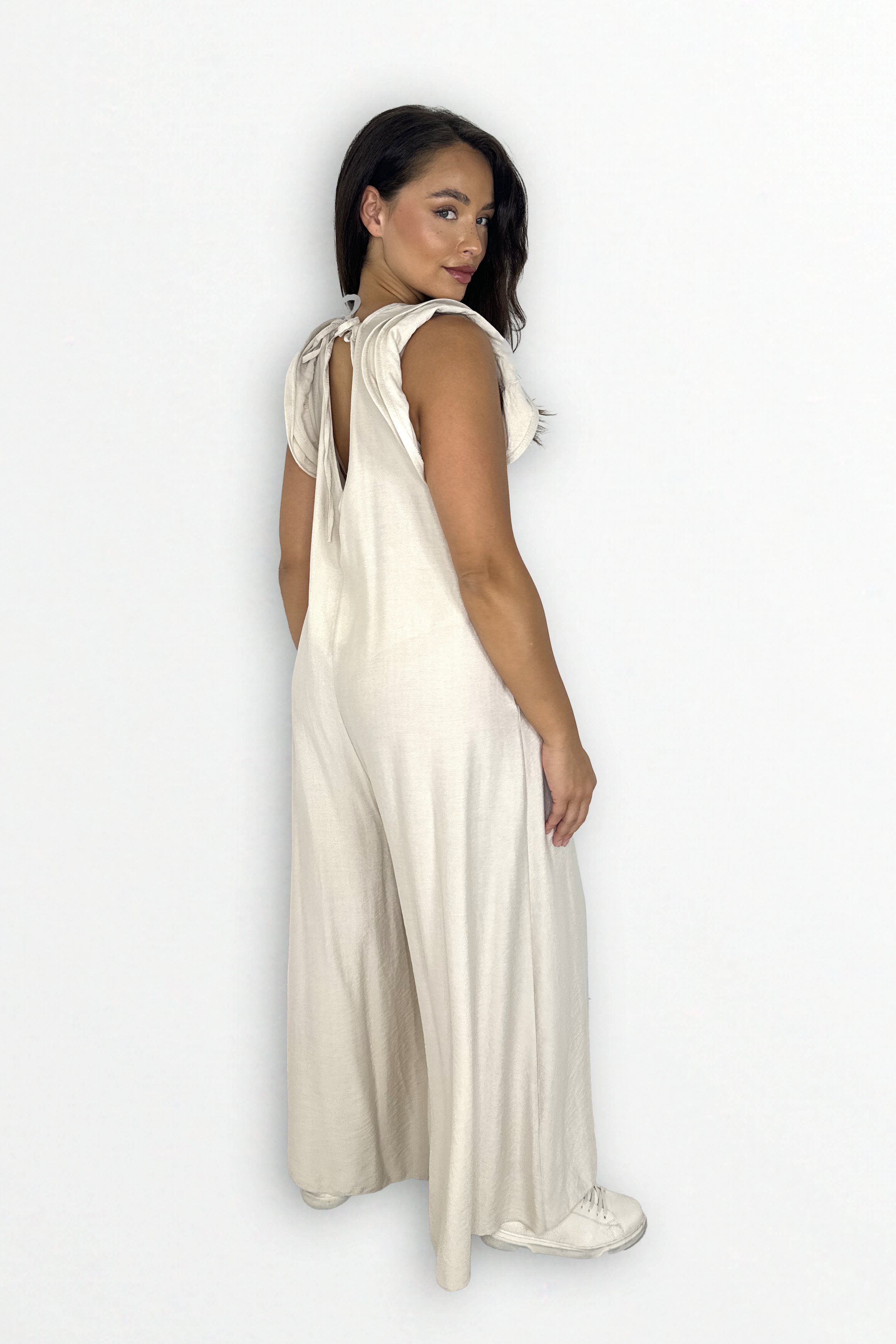 V-Neck Front And Back Maxi Summer Relaxed Fit Jumpsuit