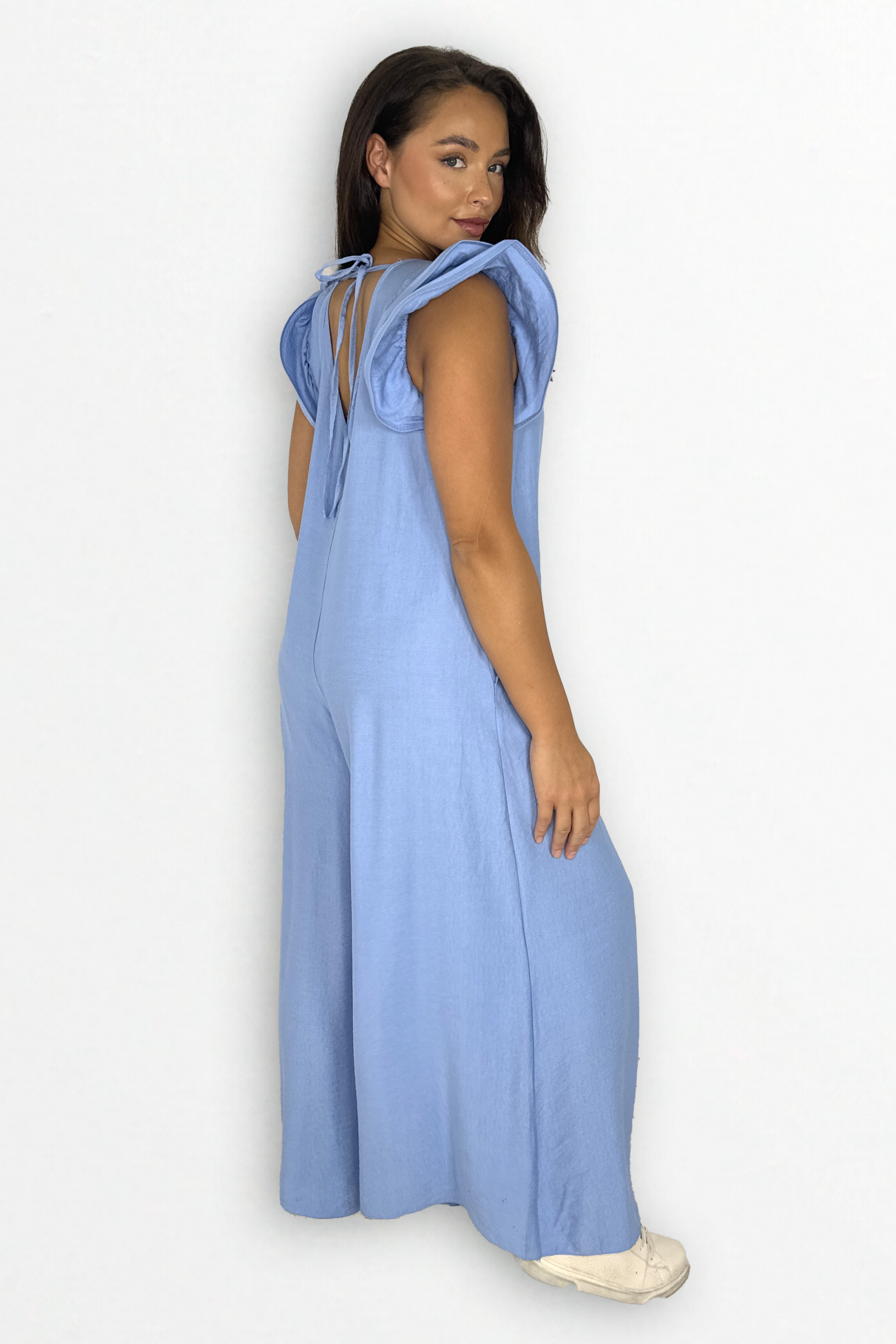 V-Neck Front And Back Maxi Summer Relaxed Fit Jumpsuit