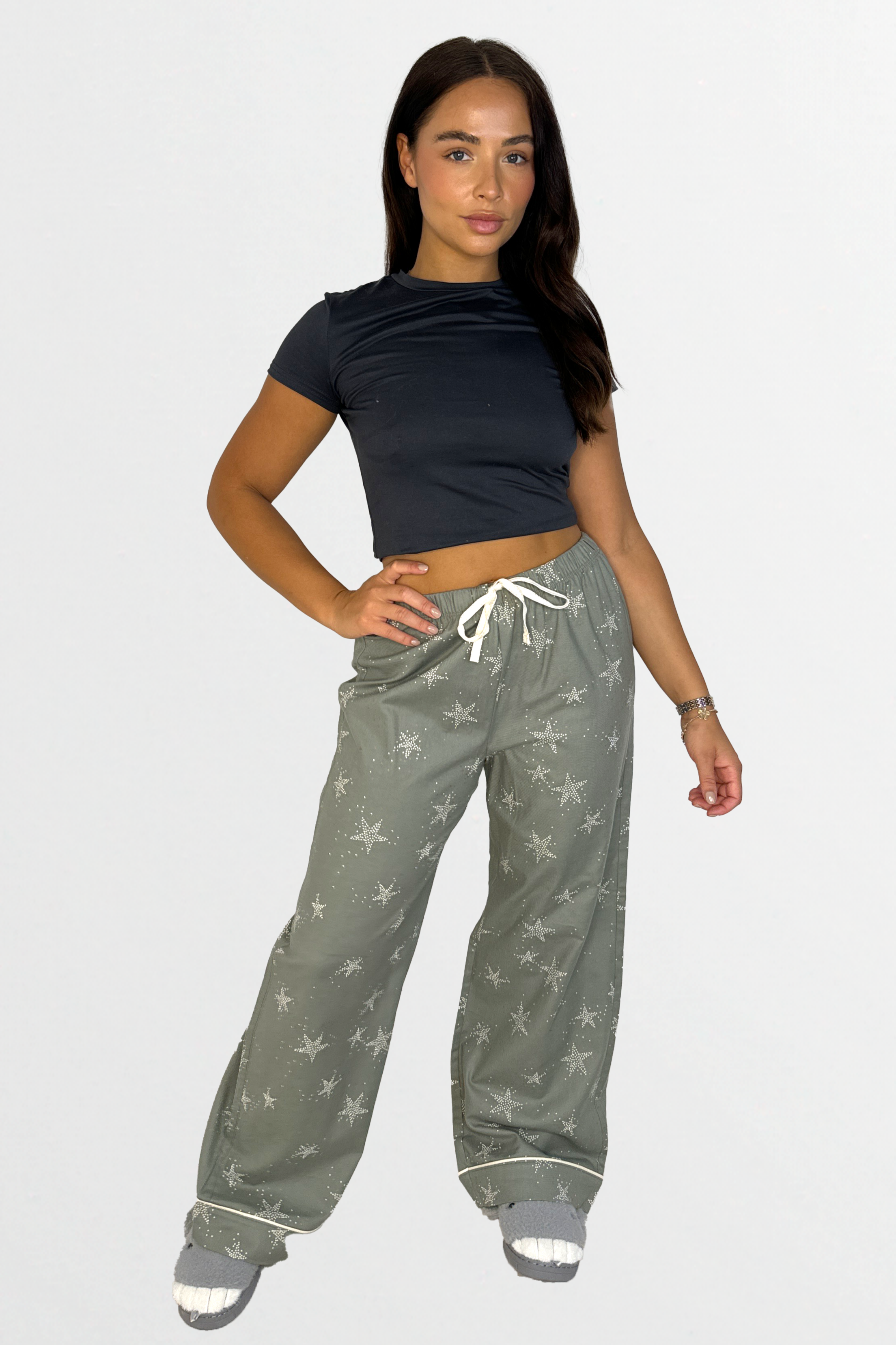 Cotton Drawstring Elasticated Waist Printed Pyjama Bottoms