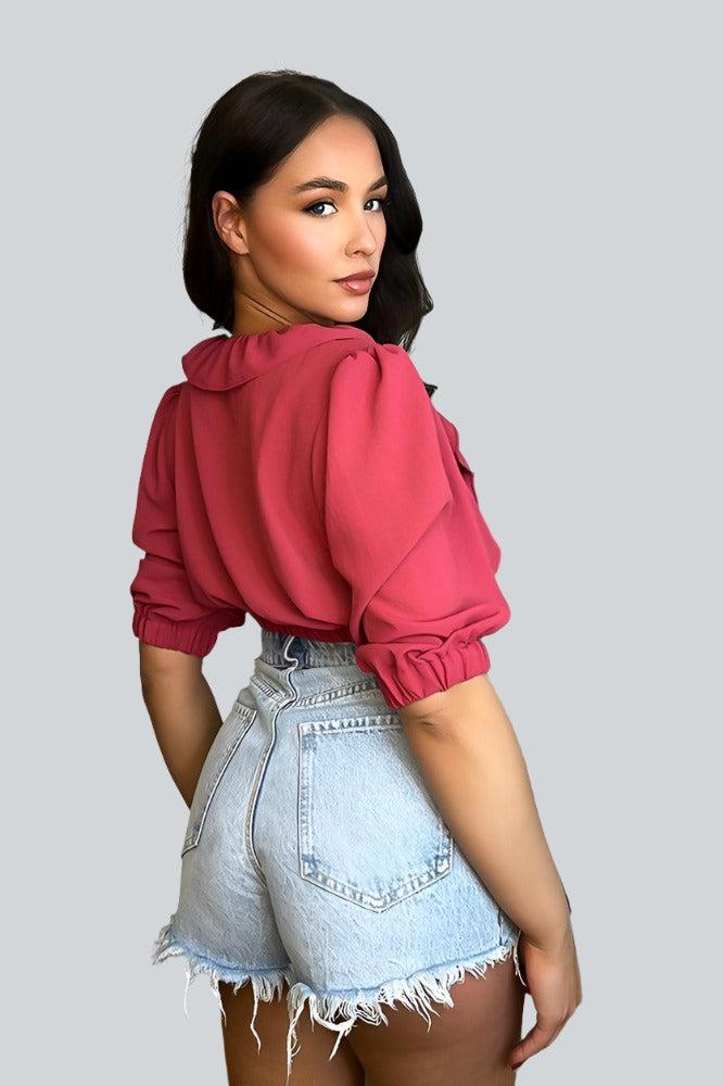 Burgundy crop top outfit sale