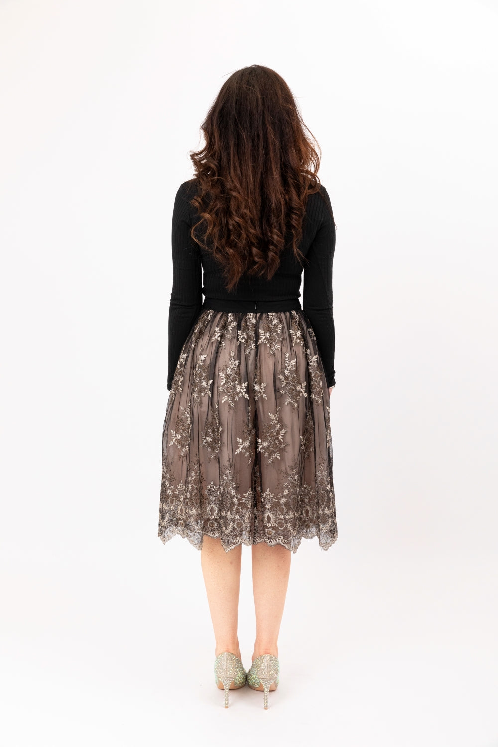 Embroidered Elegant Midi Skirt