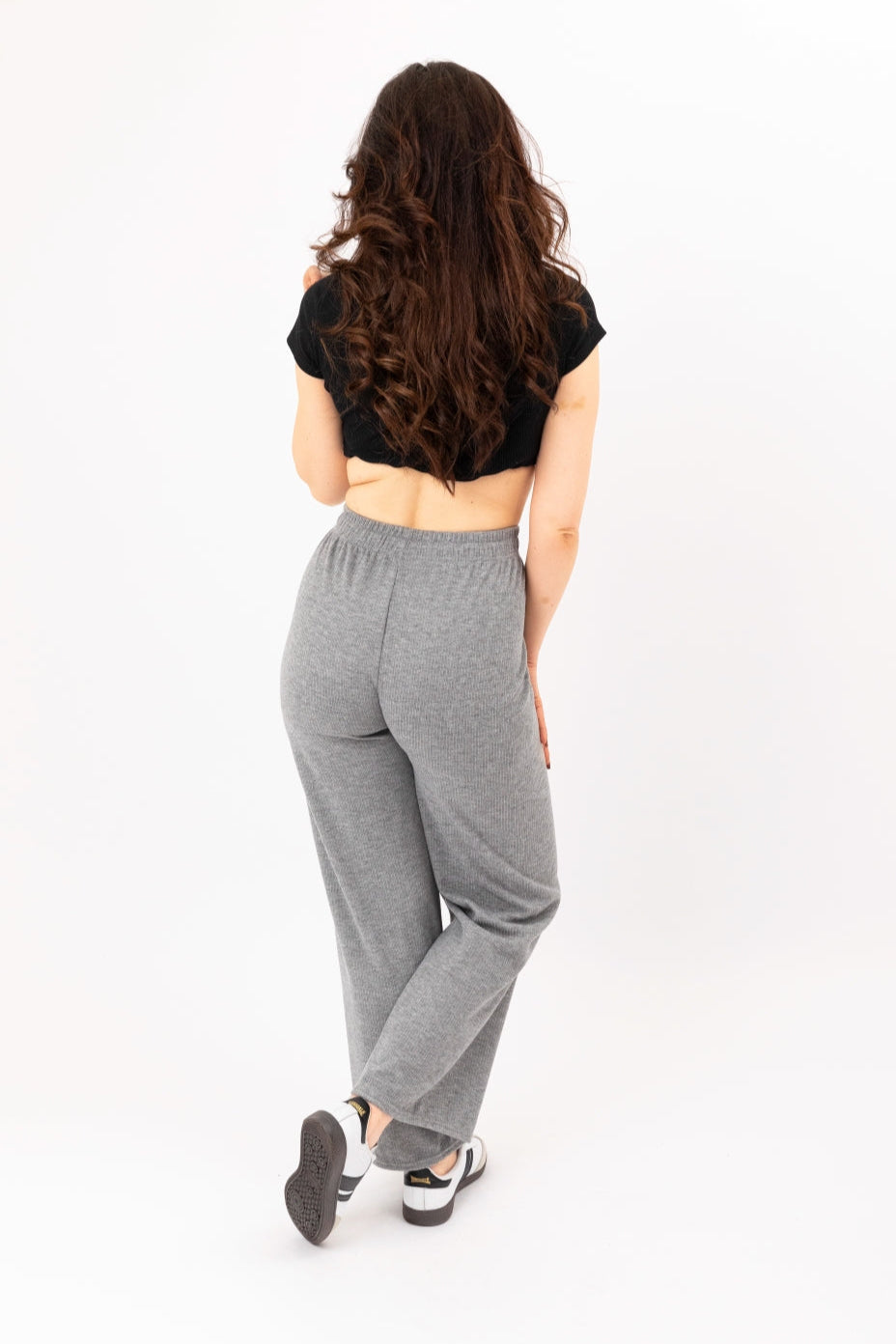 Soft Ribbed Wide Leg Drawstring Jogger