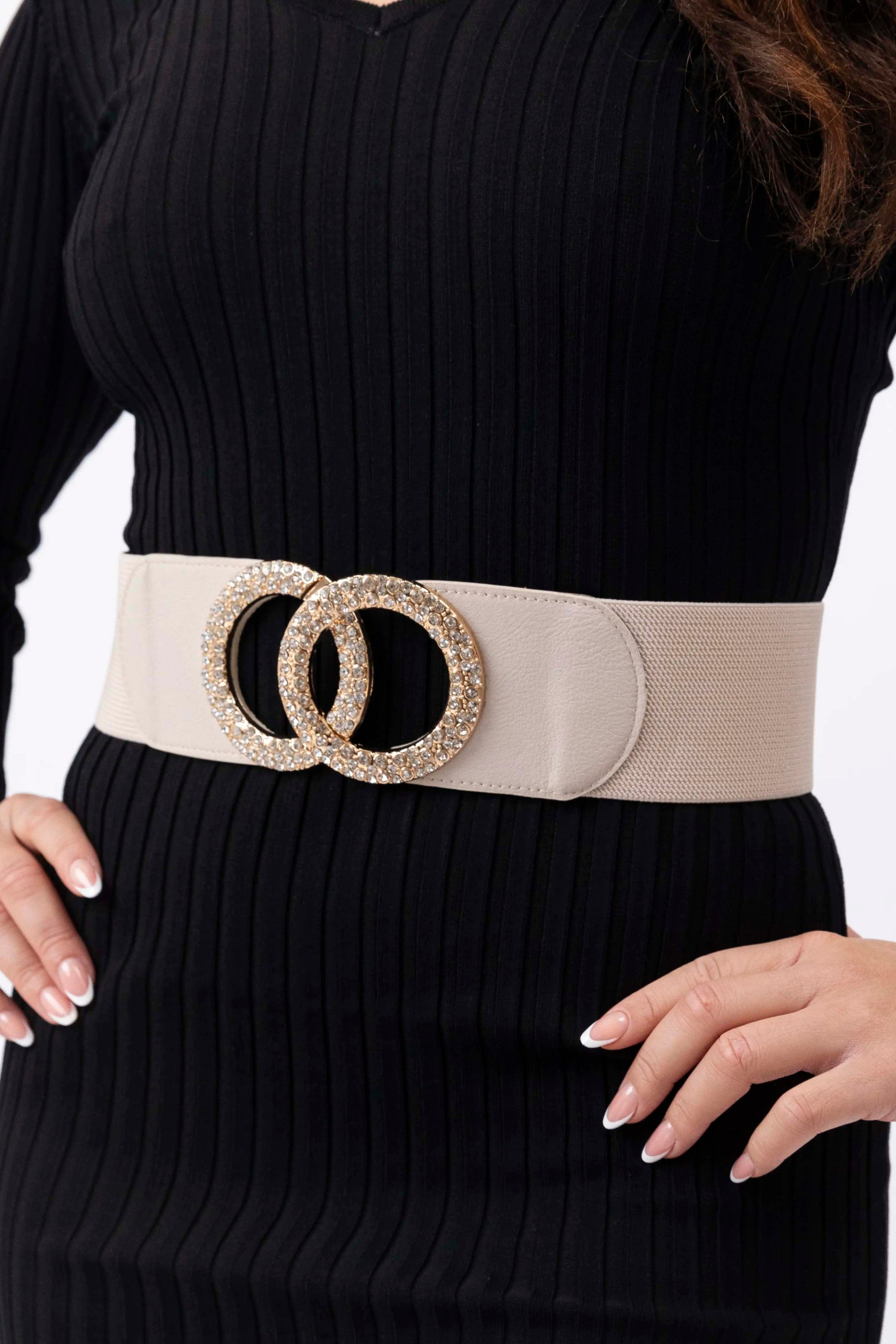 Crystal Encrusted Elasticated Large Circle Belt