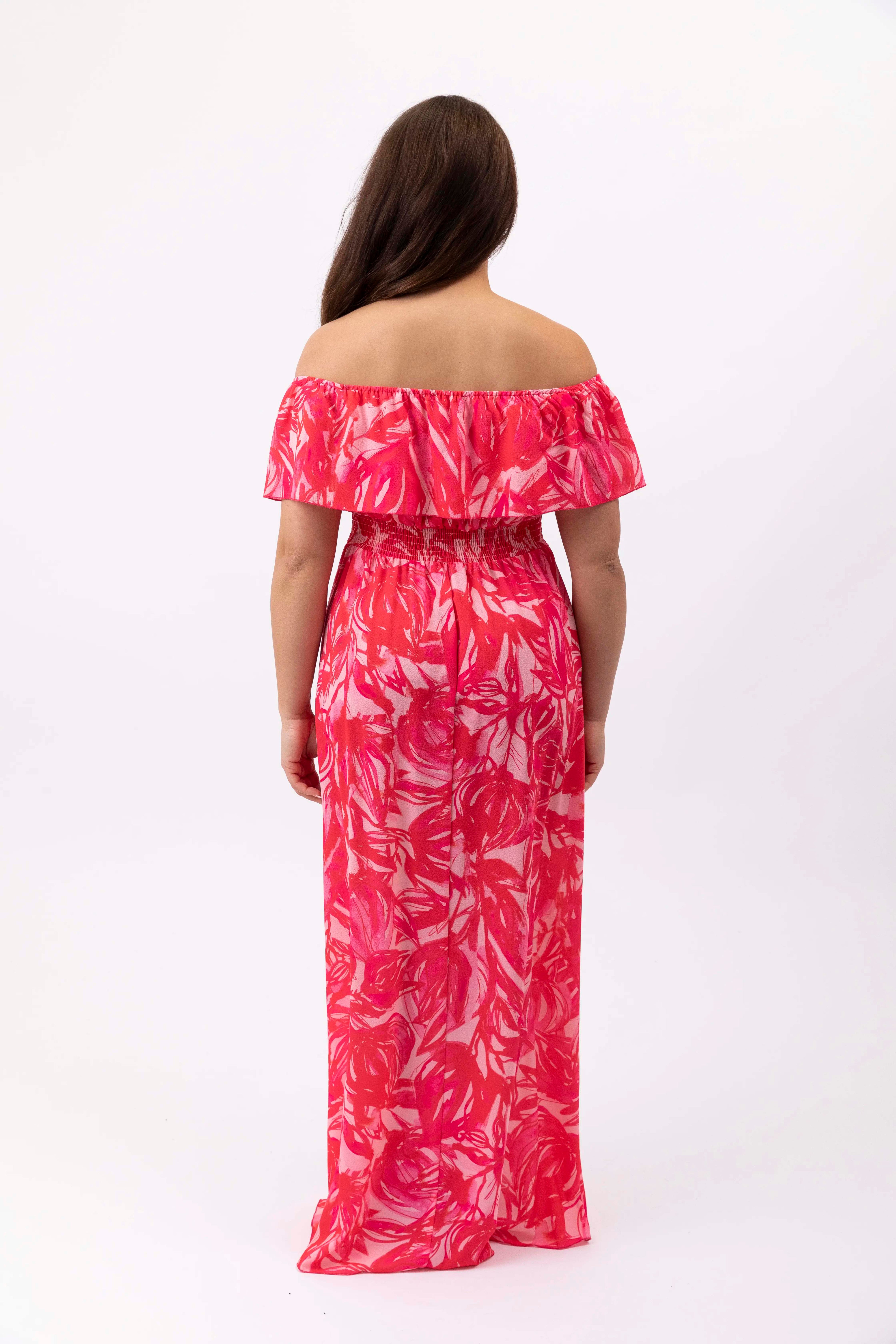 Bardot Floral Print Extra Long Slit Chiffon Dress