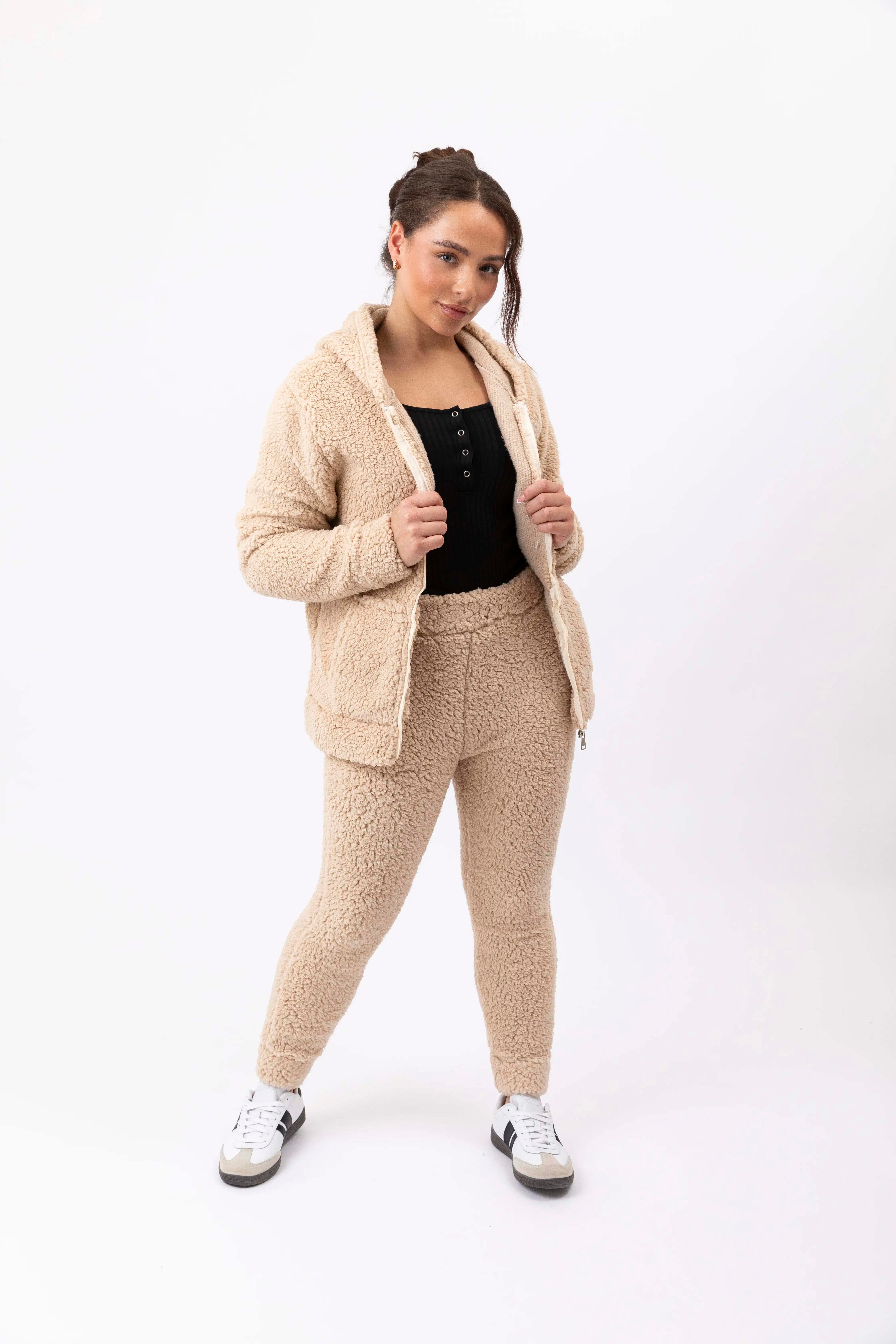 Zip Hoodie Teddy Bear Tracksuit Set