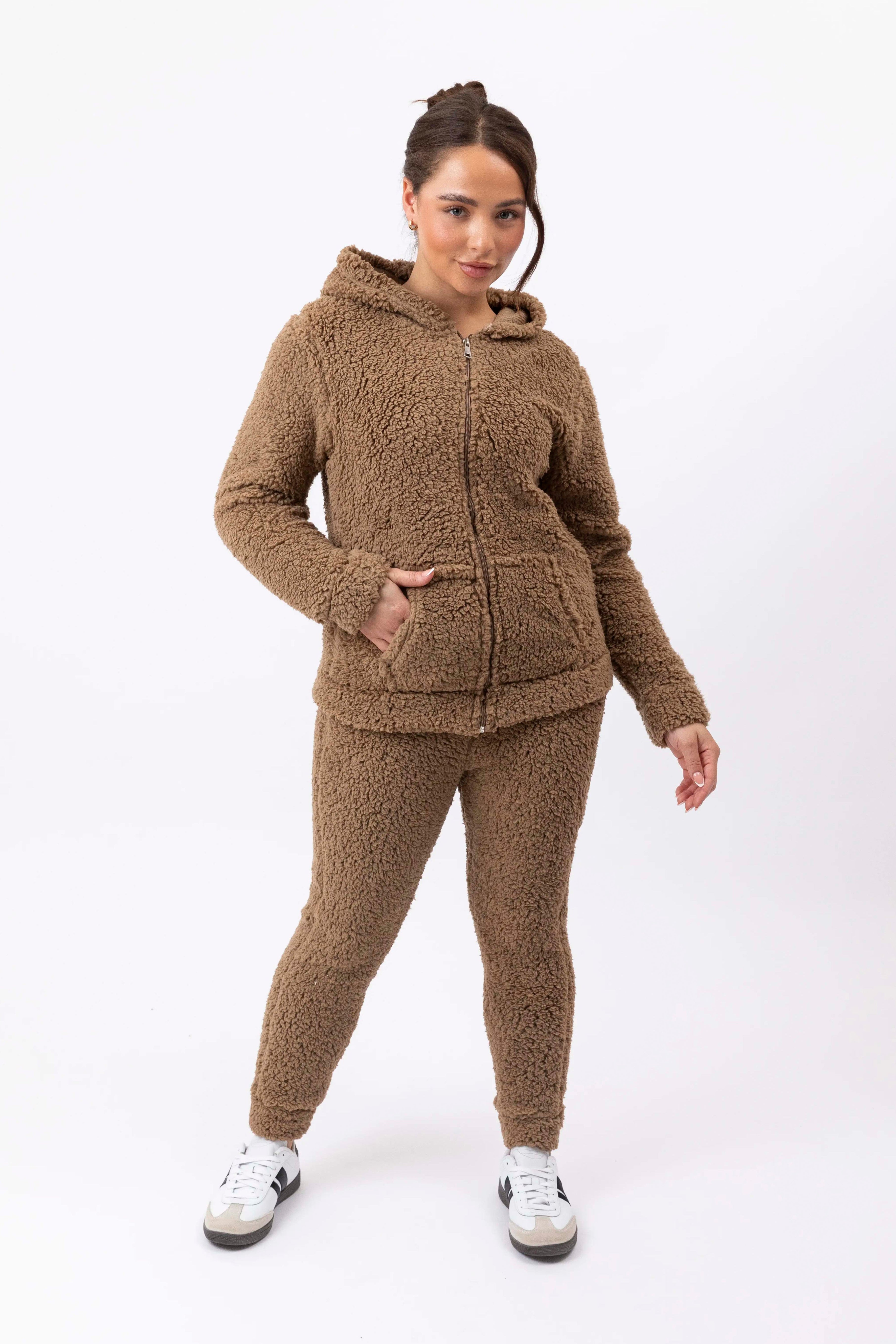 Zip Hoodie Teddy Bear Tracksuit Set