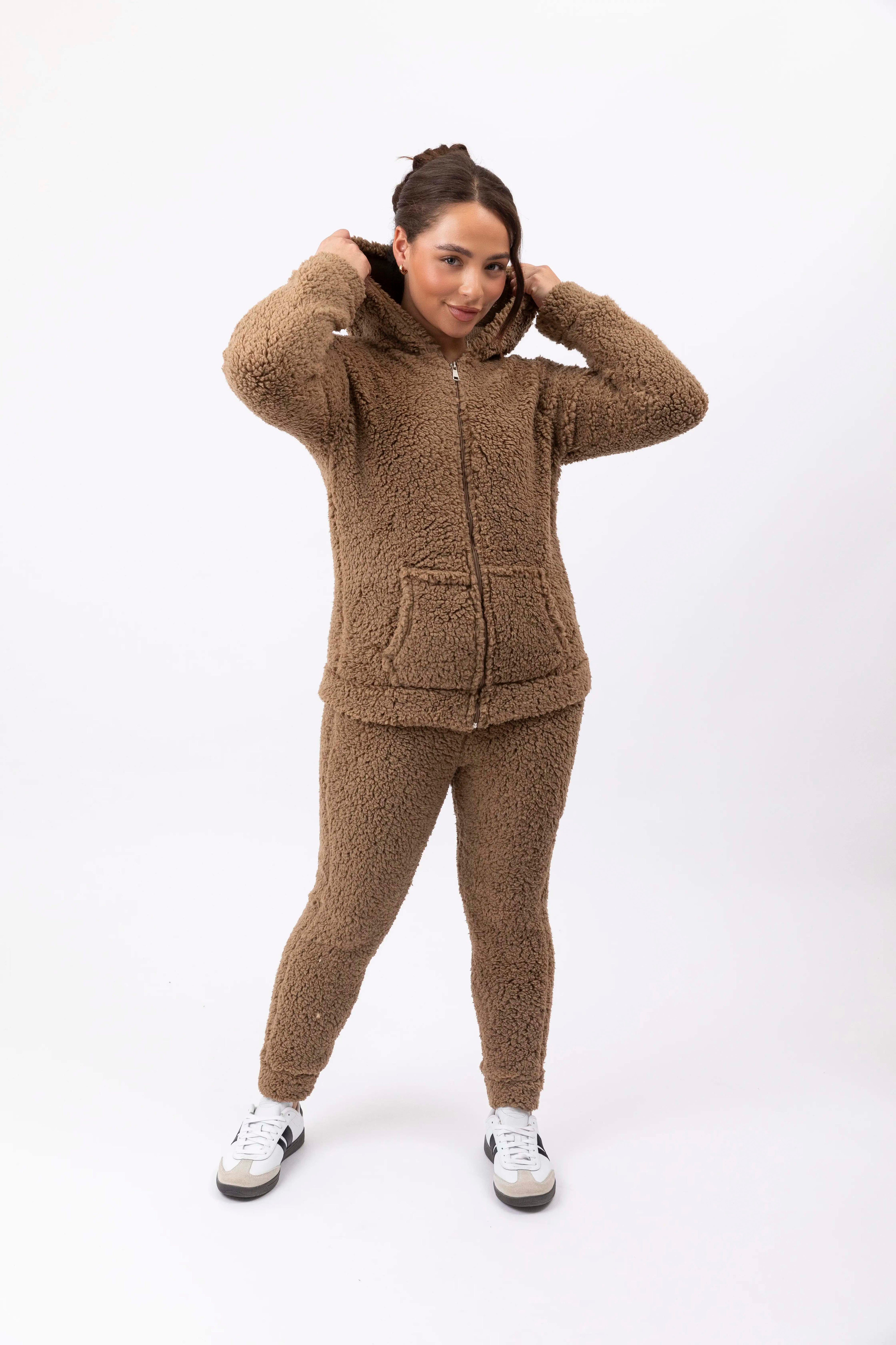 Zip Hoodie Teddy Bear Tracksuit Set