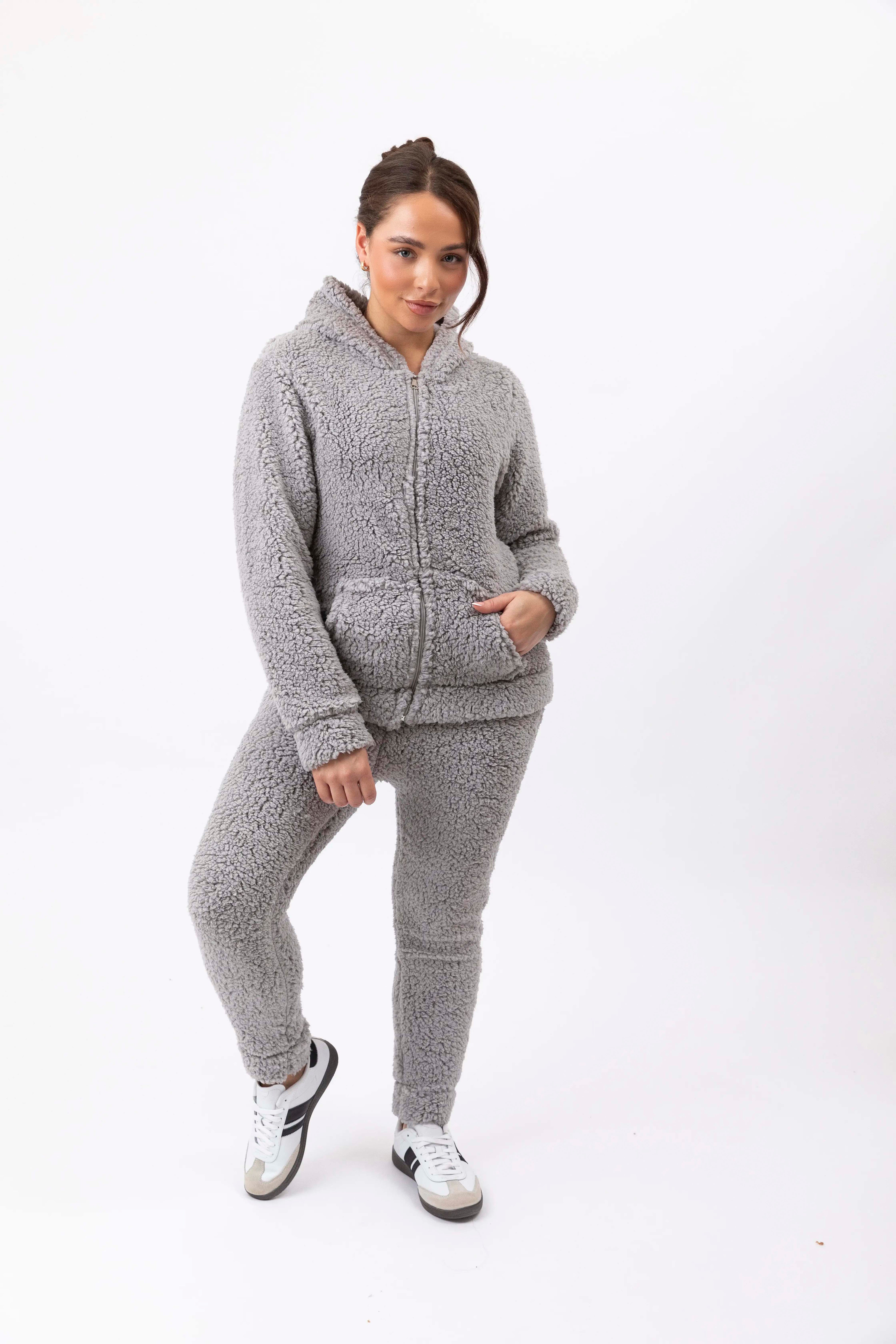 Zip Hoodie Teddy Bear Tracksuit Set