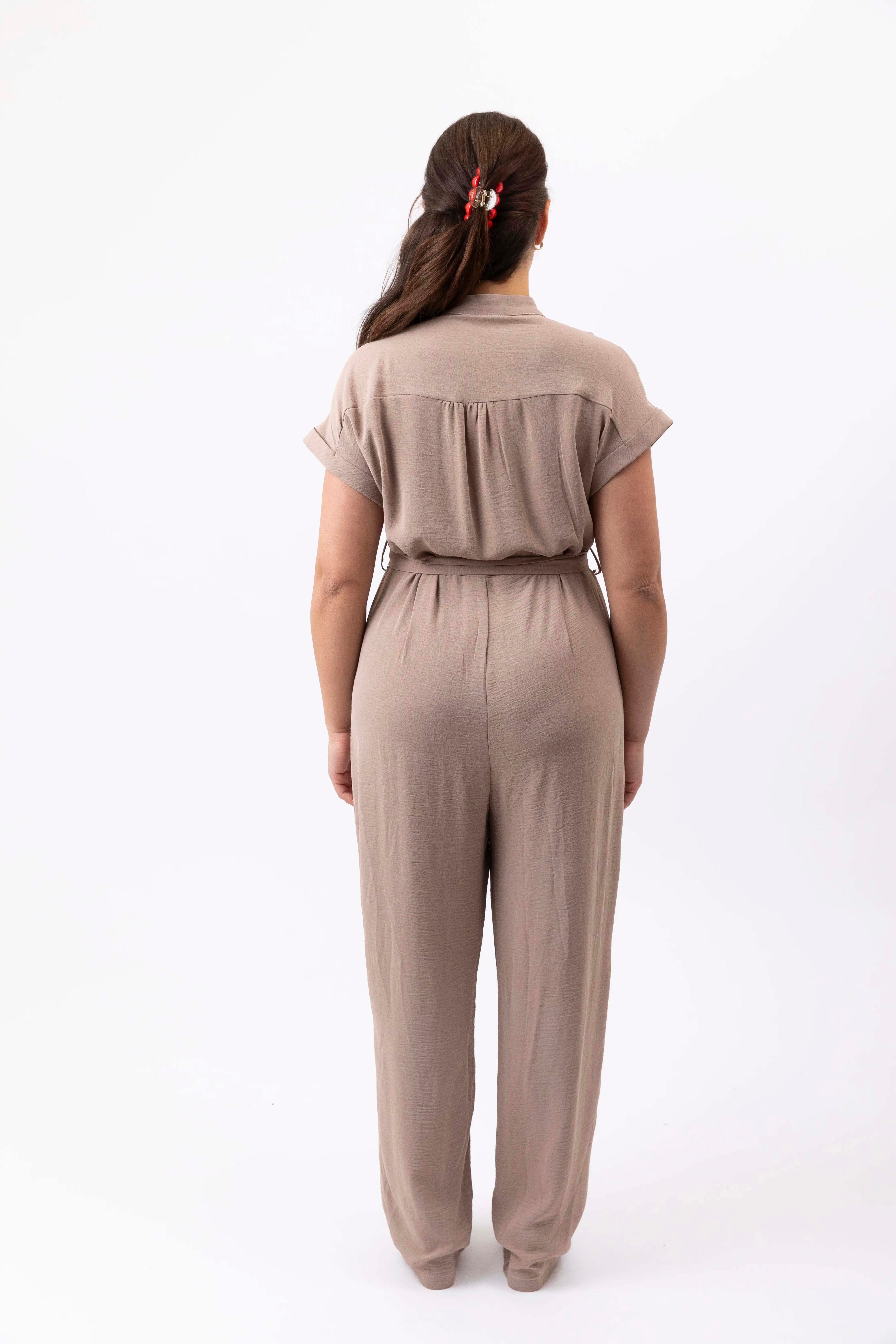 Button Tie Up Crinkle Jumpsuit