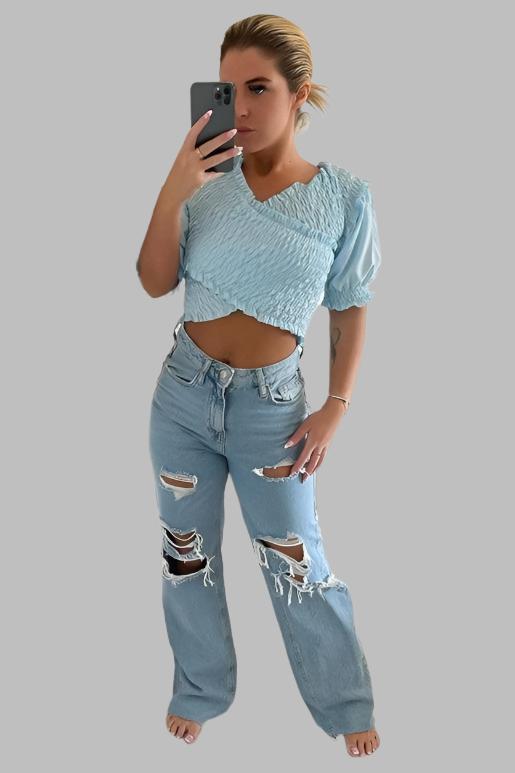 Shirred Crossed Over Crop Top-SinglePrice