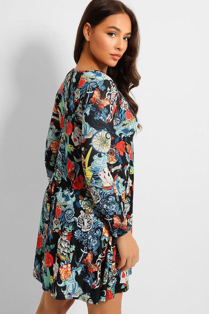 Multicolour Print Swing Dress-SinglePrice