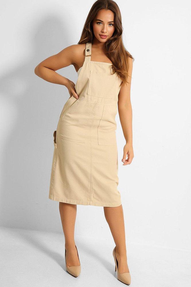 Beige pinafore hot sale dress