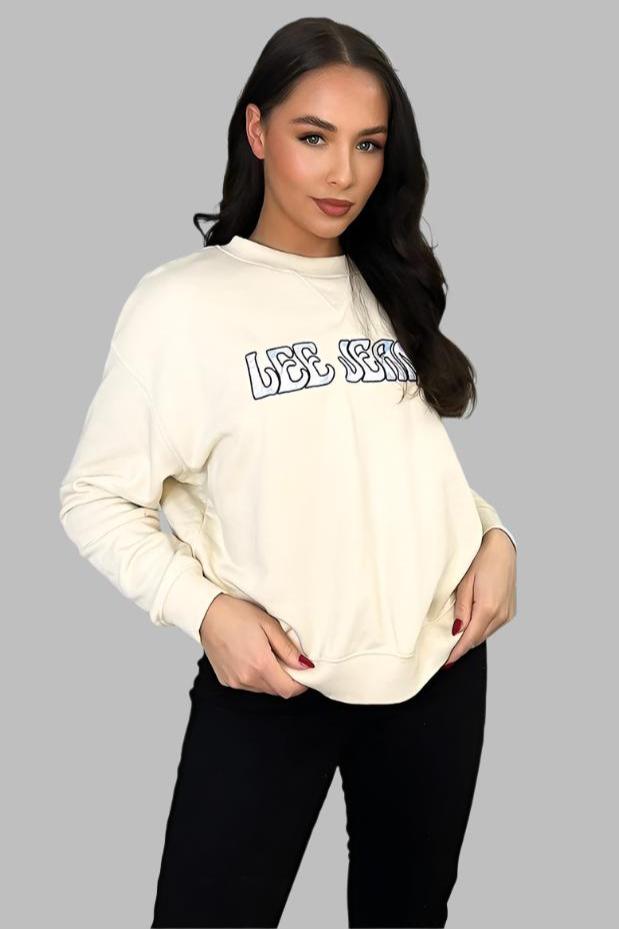 Beige 2025 slogan sweatshirt